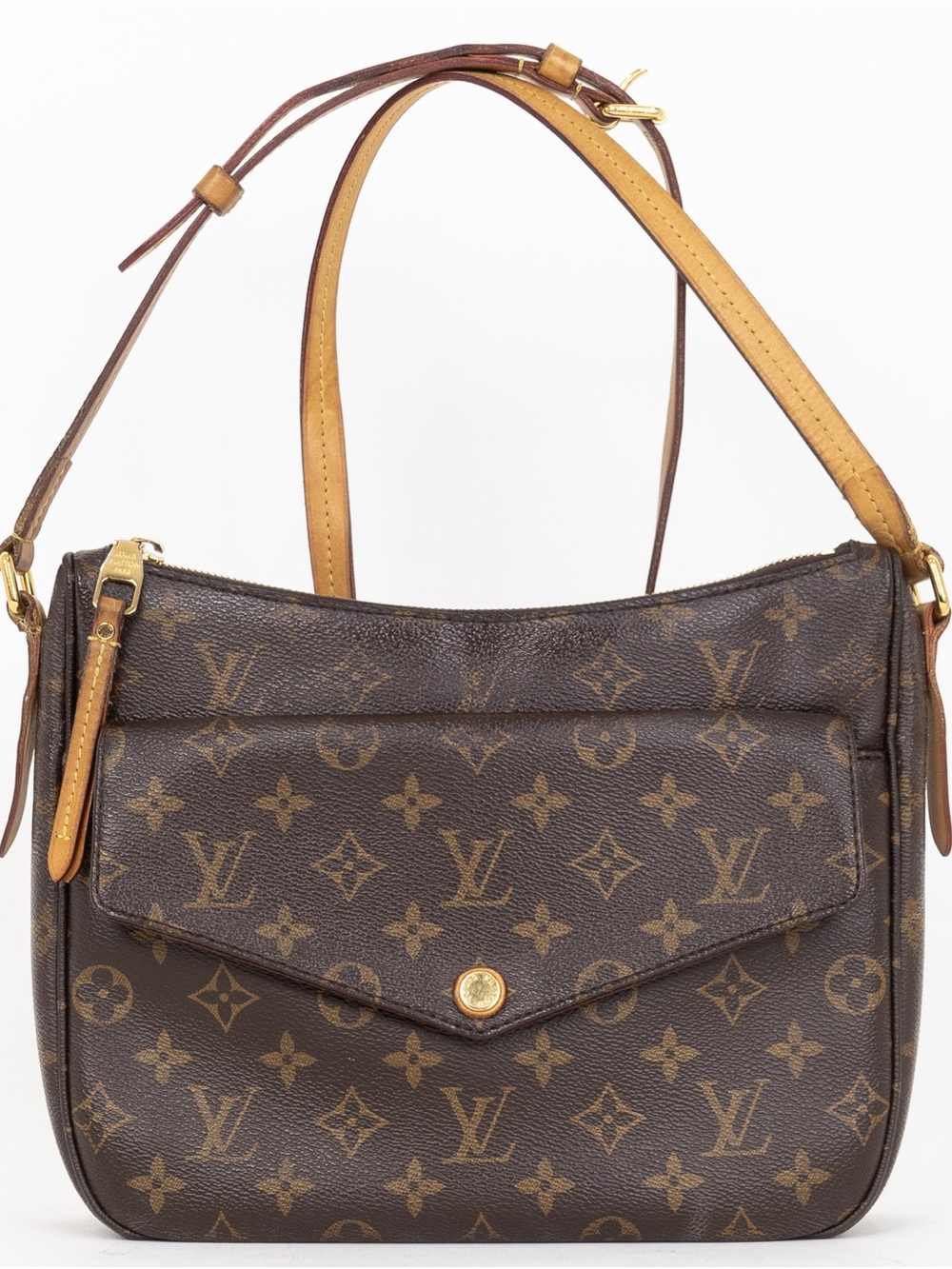 Louis Vuitton Monogram Canvas Shoulder Bag with Tan Trim